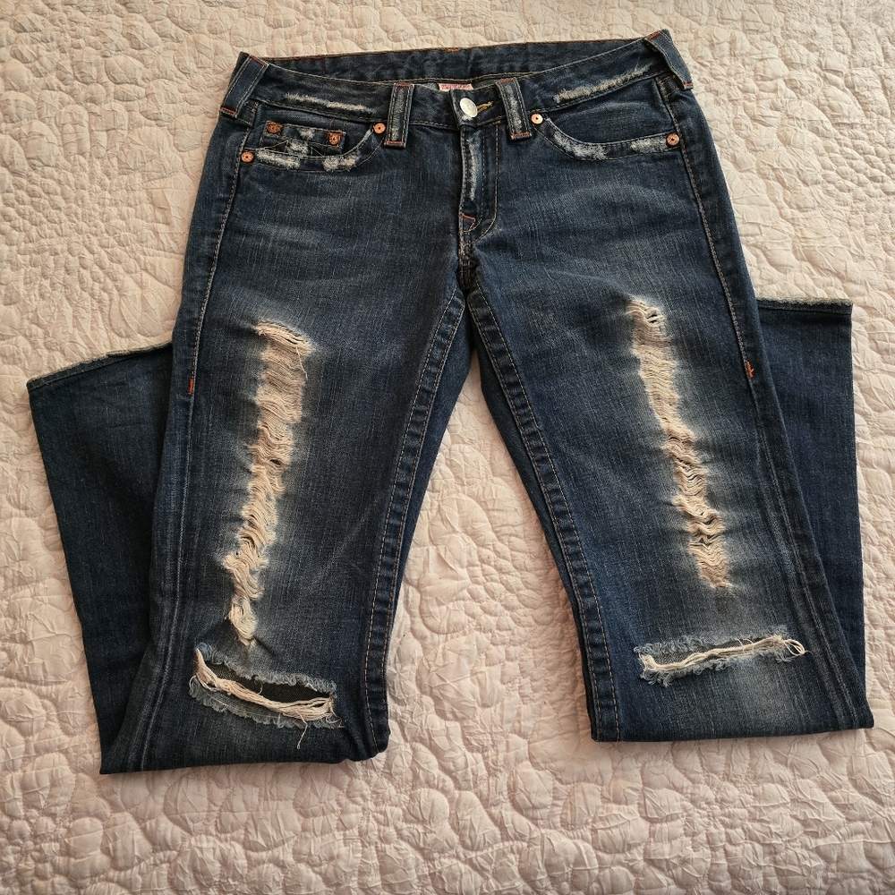 Y2K True Religion AUTHENTIC BOBBY Distressed 30 31 32 Blue Jeans $212
